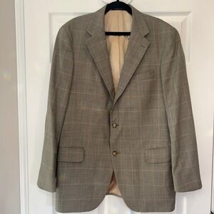 Lands End Herringbone 100% Lambswool Sport Blazer Jacket Mens‎ Suze 42R 2 Button